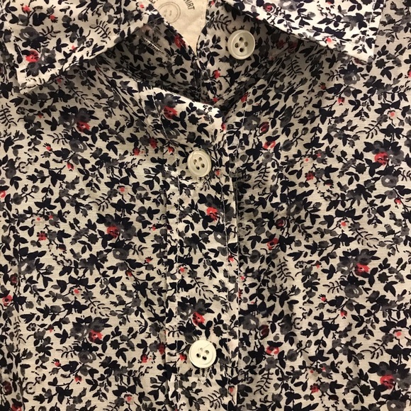 J Crew The Perfect Shirt 0 Silk Cotton floral gray red button down - Picture 4 of 6